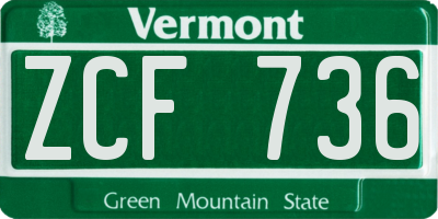 VT license plate ZCF736