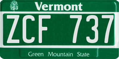 VT license plate ZCF737