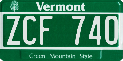 VT license plate ZCF740