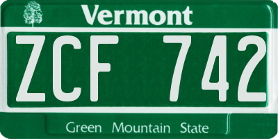VT license plate ZCF742