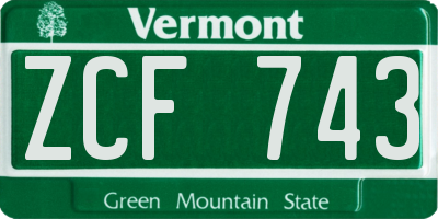 VT license plate ZCF743