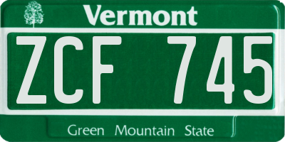 VT license plate ZCF745