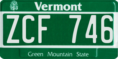 VT license plate ZCF746
