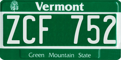 VT license plate ZCF752