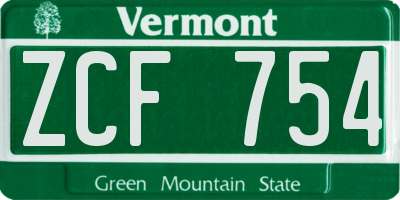 VT license plate ZCF754