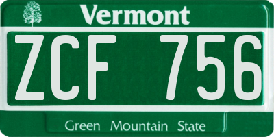 VT license plate ZCF756