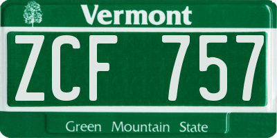 VT license plate ZCF757