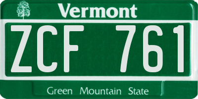 VT license plate ZCF761