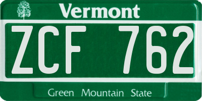 VT license plate ZCF762