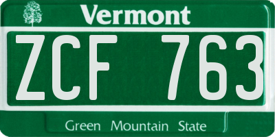 VT license plate ZCF763