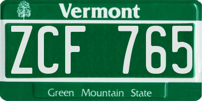 VT license plate ZCF765