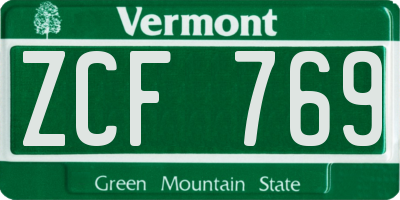 VT license plate ZCF769