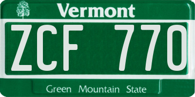 VT license plate ZCF770