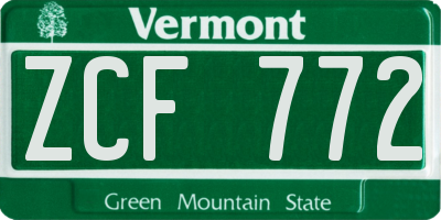 VT license plate ZCF772
