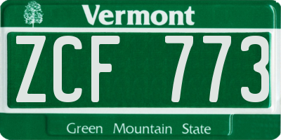 VT license plate ZCF773