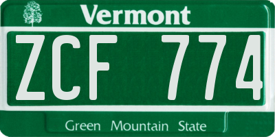 VT license plate ZCF774