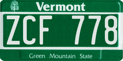 VT license plate ZCF778