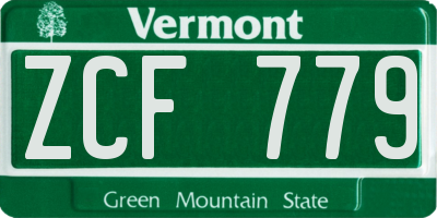 VT license plate ZCF779
