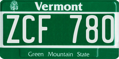 VT license plate ZCF780