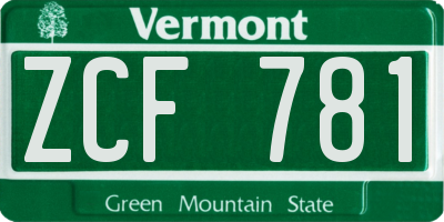 VT license plate ZCF781