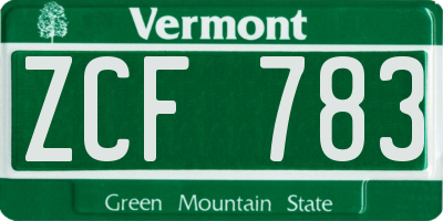 VT license plate ZCF783