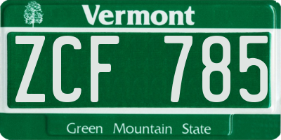 VT license plate ZCF785
