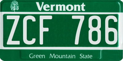 VT license plate ZCF786