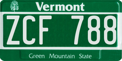 VT license plate ZCF788