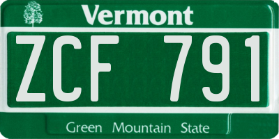 VT license plate ZCF791