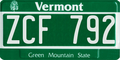 VT license plate ZCF792