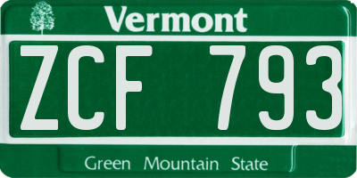 VT license plate ZCF793