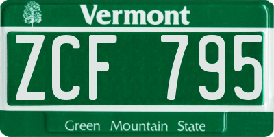 VT license plate ZCF795