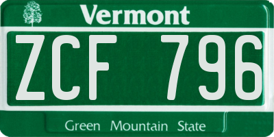 VT license plate ZCF796