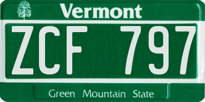 VT license plate ZCF797