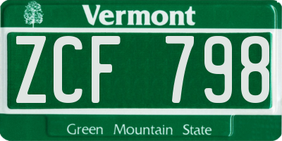 VT license plate ZCF798