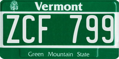VT license plate ZCF799
