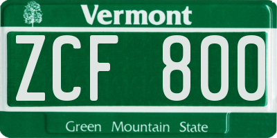 VT license plate ZCF800