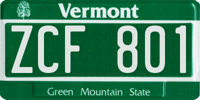 VT license plate ZCF801