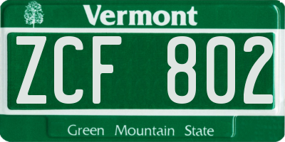 VT license plate ZCF802
