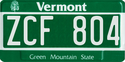 VT license plate ZCF804