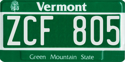 VT license plate ZCF805