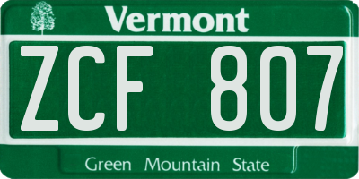 VT license plate ZCF807