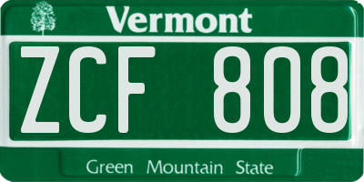 VT license plate ZCF808