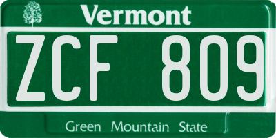 VT license plate ZCF809