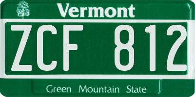 VT license plate ZCF812