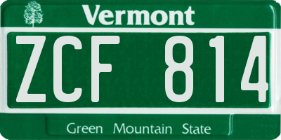 VT license plate ZCF814
