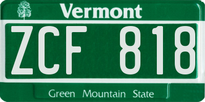 VT license plate ZCF818