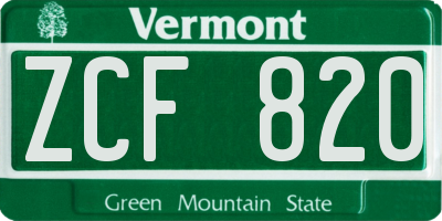 VT license plate ZCF820