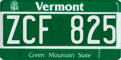 VT license plate ZCF825