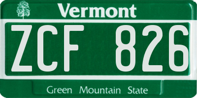 VT license plate ZCF826